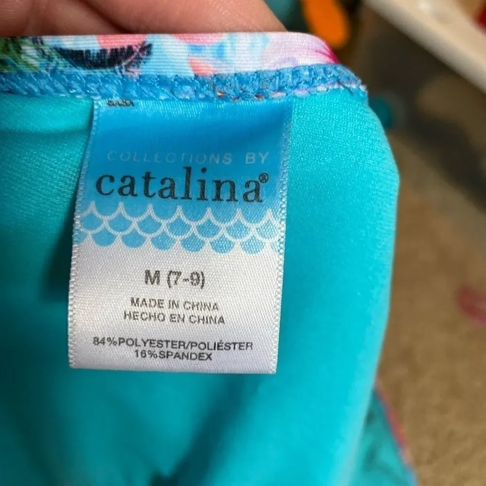 Blue Floral Catalina Bikini Top & Bottom Medium